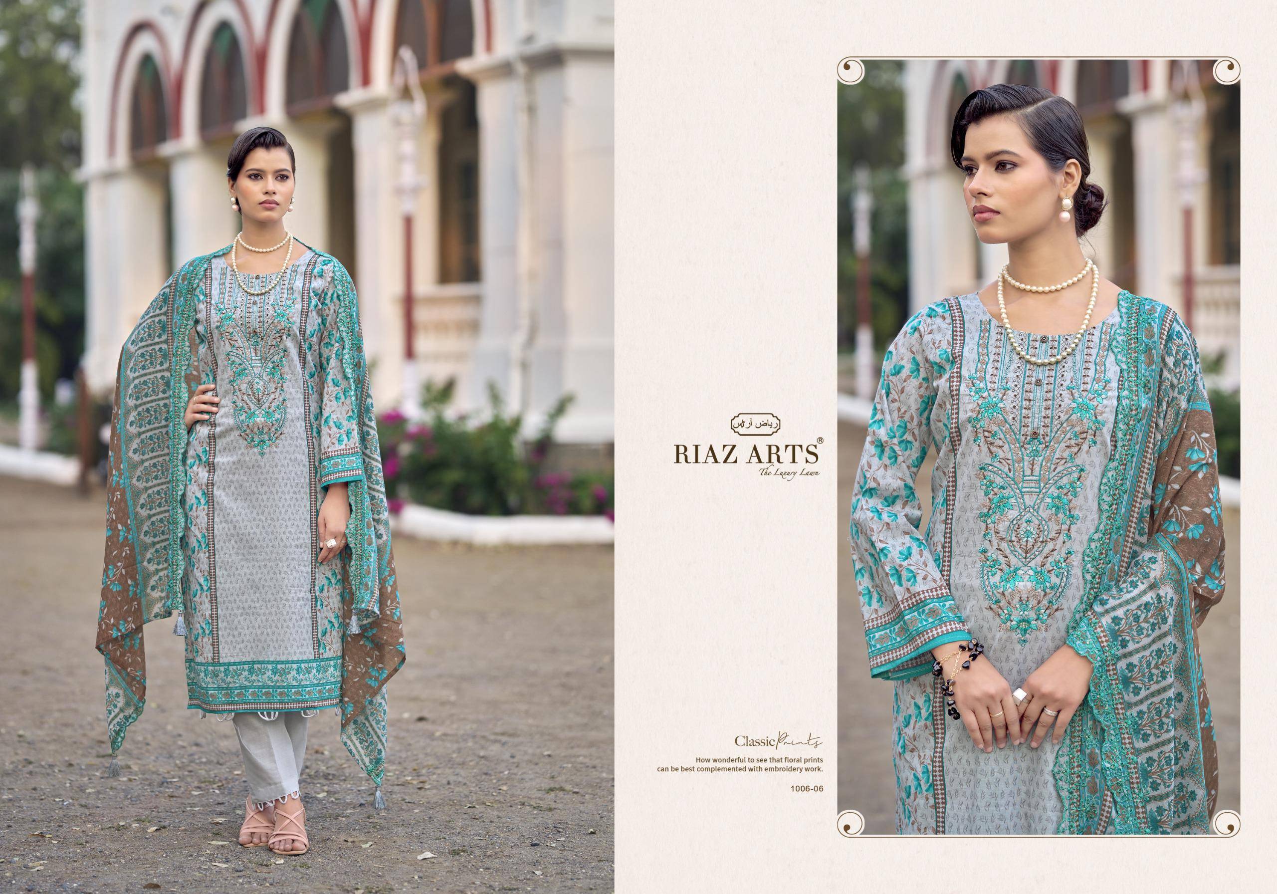BIN SAEED NAWAZISH VOLUME.2 by RIAZ ARTS PRINTS 1001 TO 1006 SERIES Pakistani Stylish Embroidered COTTON CAMRIC Dresses At Wholesale Price